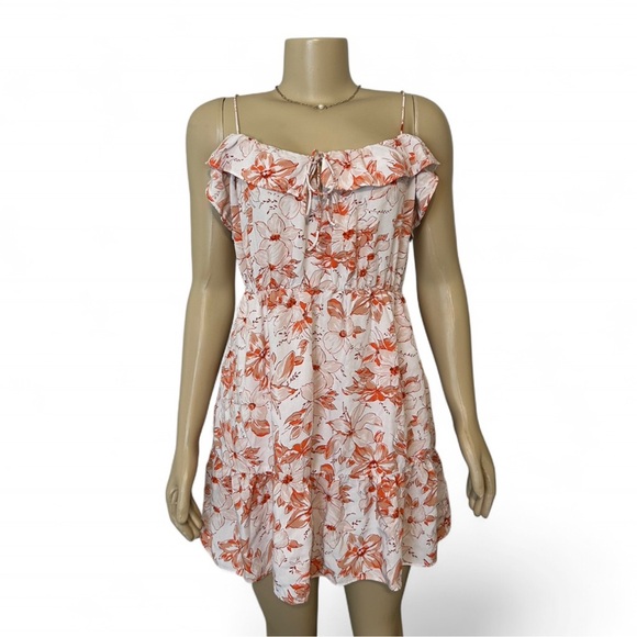 J. Crew Orange and White Floral Dress - Picture 1 of 7